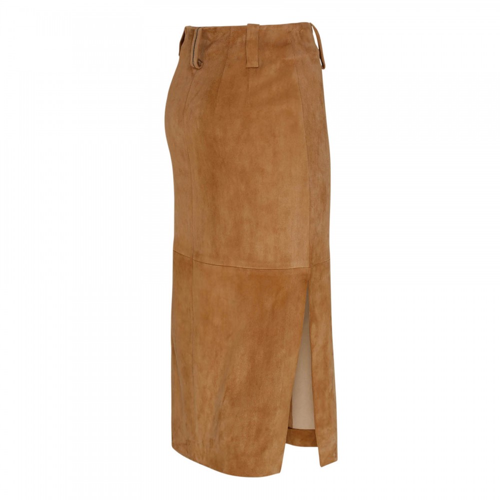 Suede pencil skirt