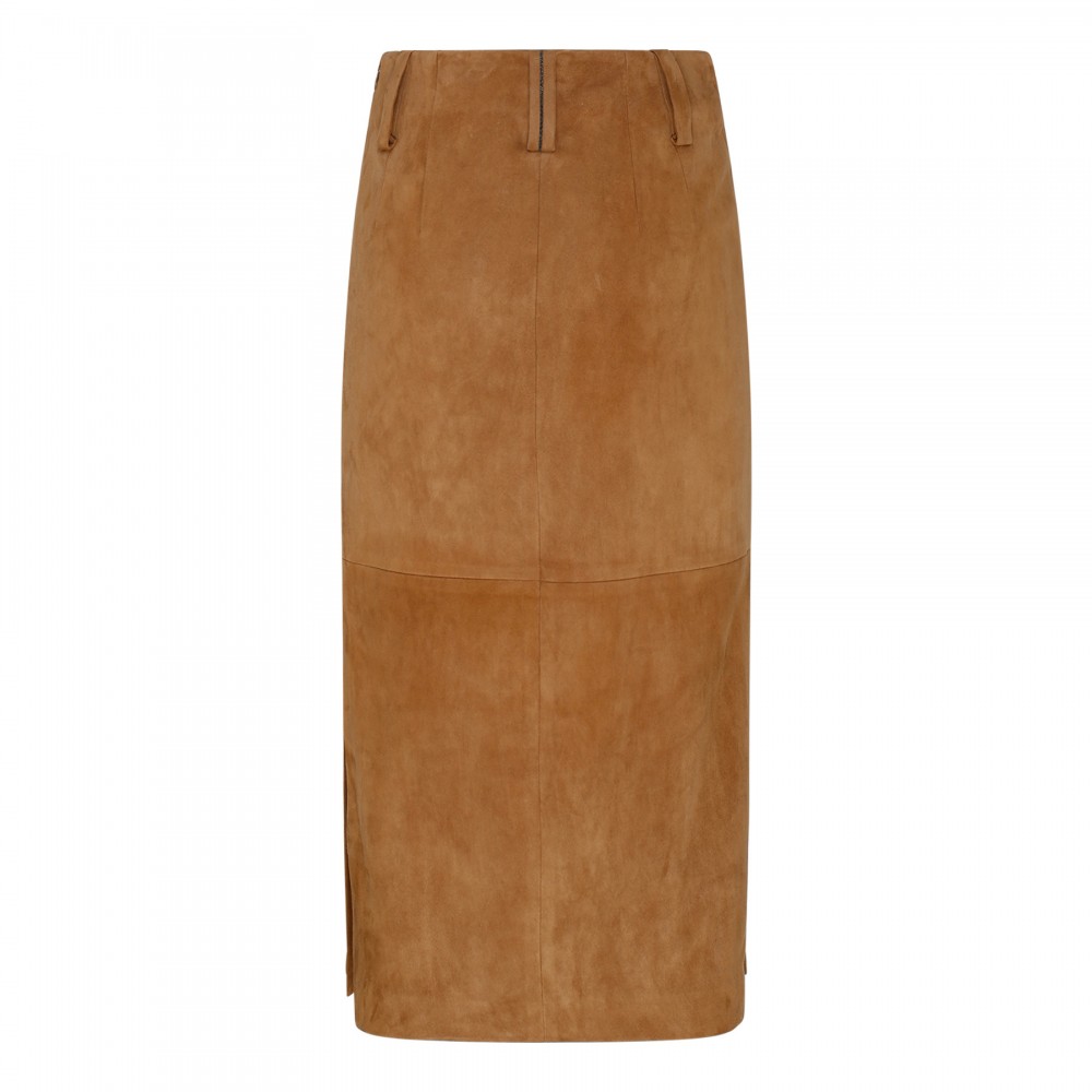 Suede pencil skirt