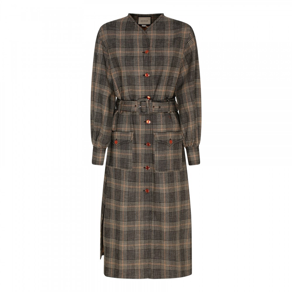 Prince of Wales wool-blend coat
