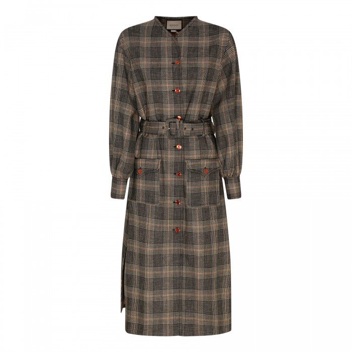Prince of Wales wool-blend coat