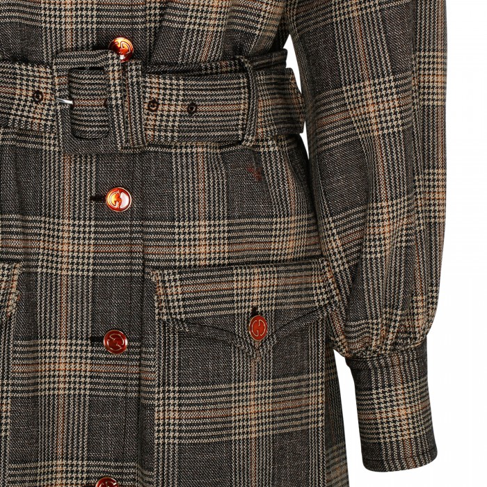 Prince of Wales wool-blend coat