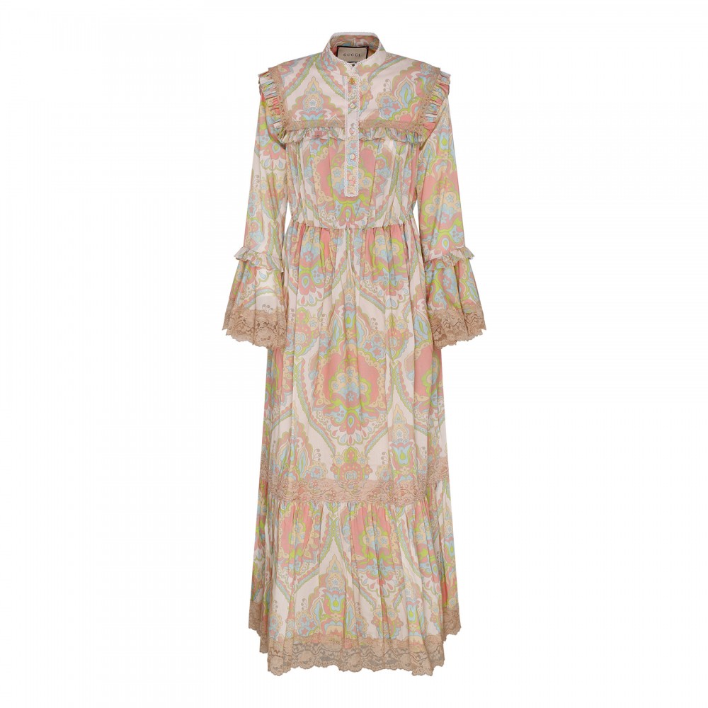Floral cotton muslin dress