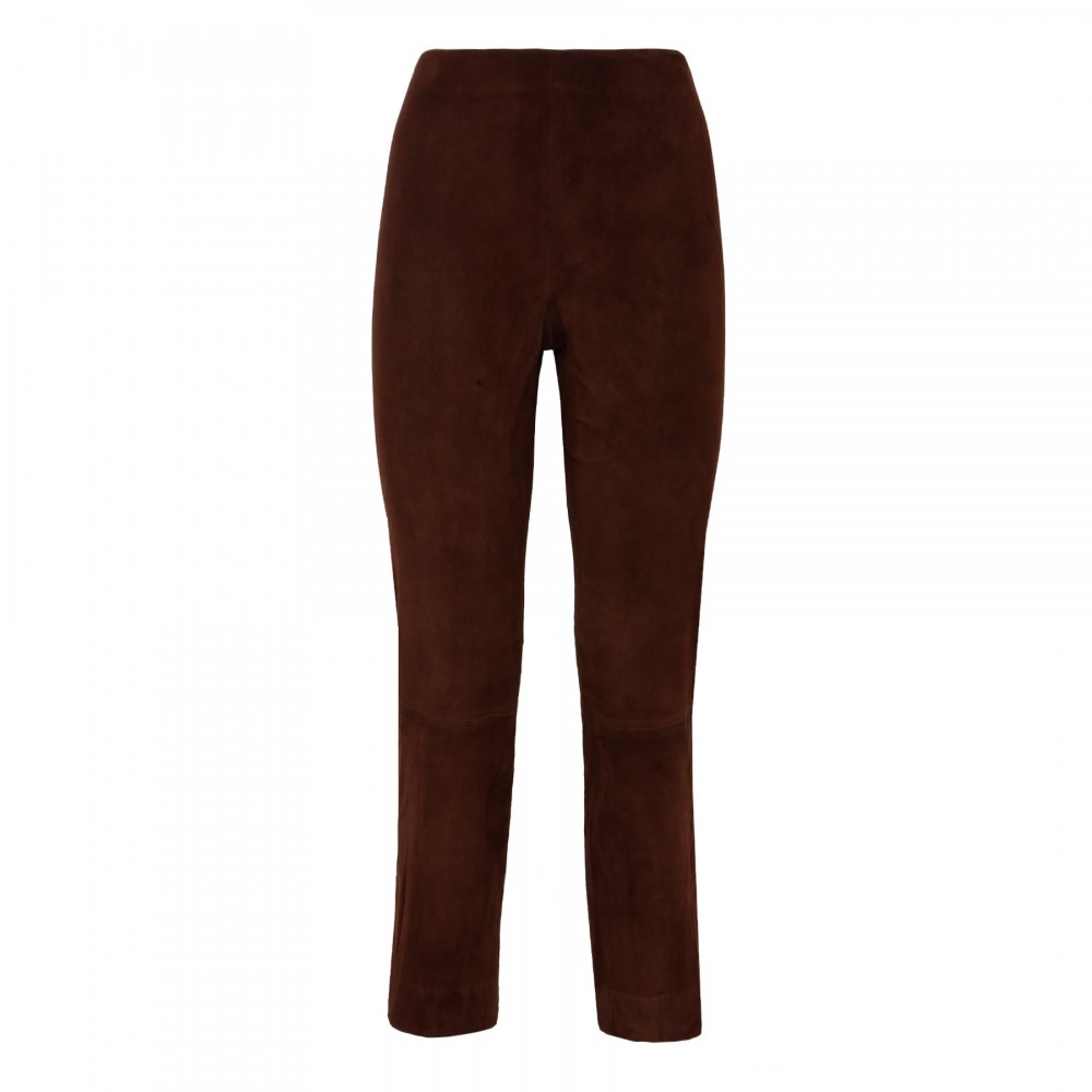Mahogany stretch suede crop pants