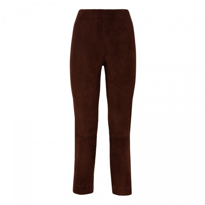 Mahogany stretch suede crop pants