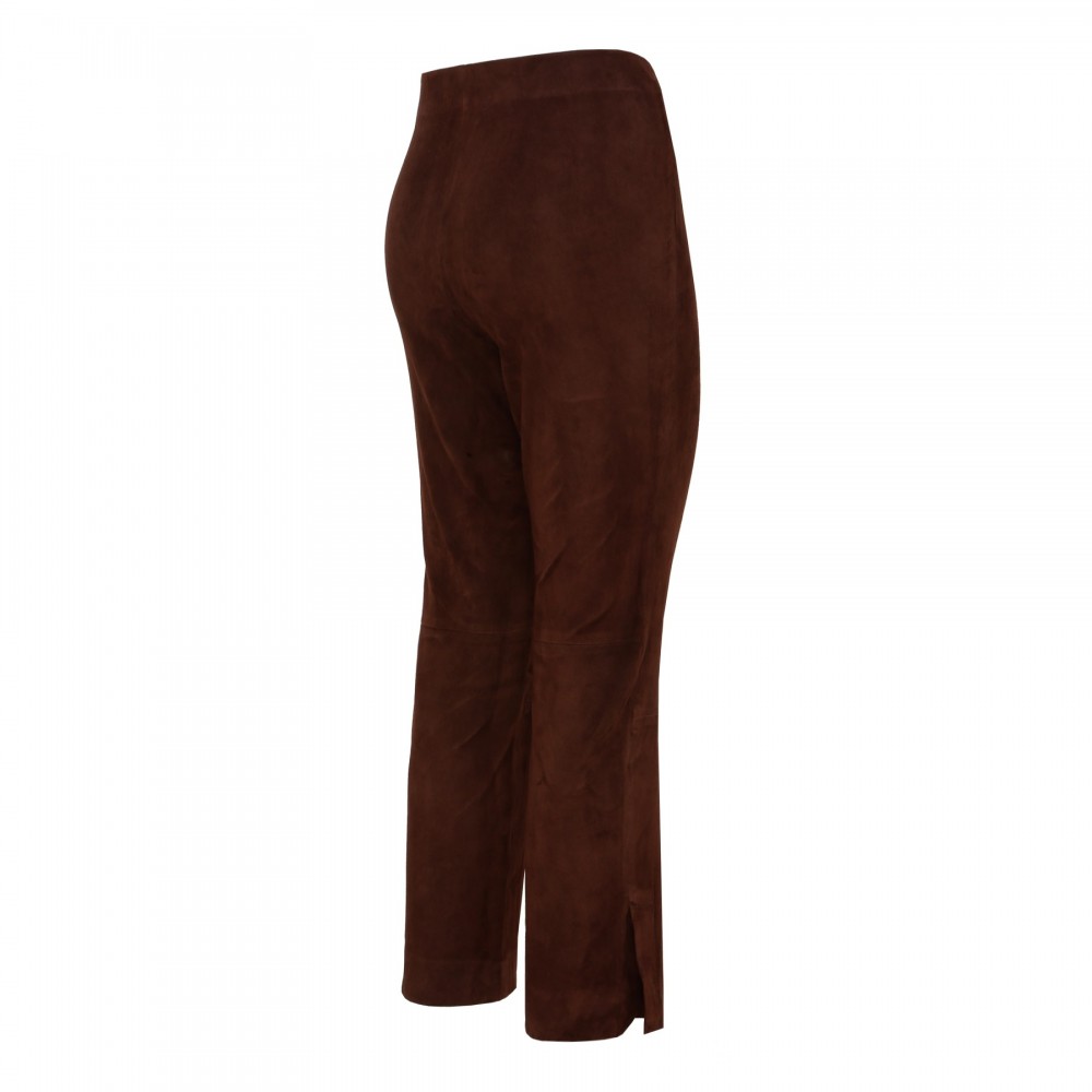 Mahogany stretch suede crop pants