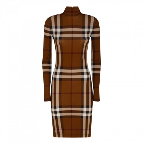 Check stretch jersey dress