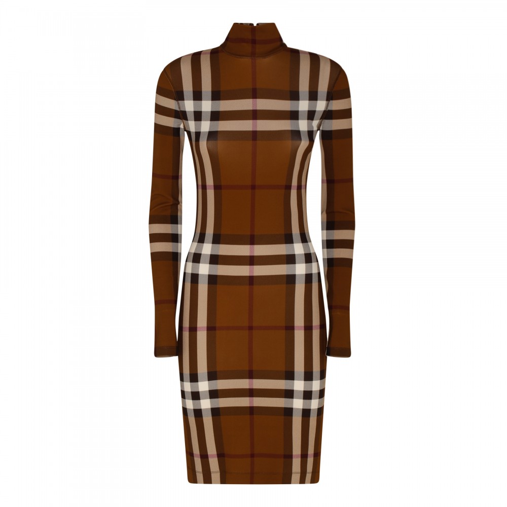 Check stretch jersey dress