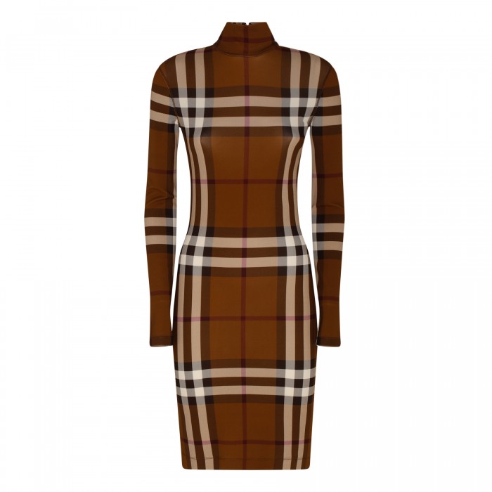 Check stretch jersey dress