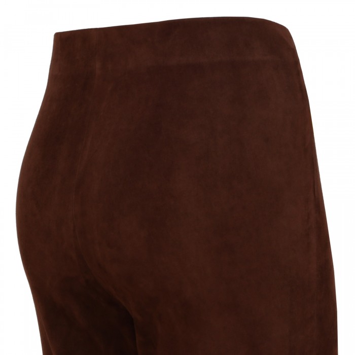 Mahogany stretch suede crop pants
