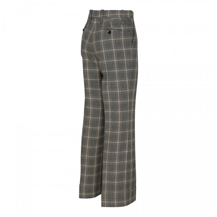 Check wool and linen blend pants