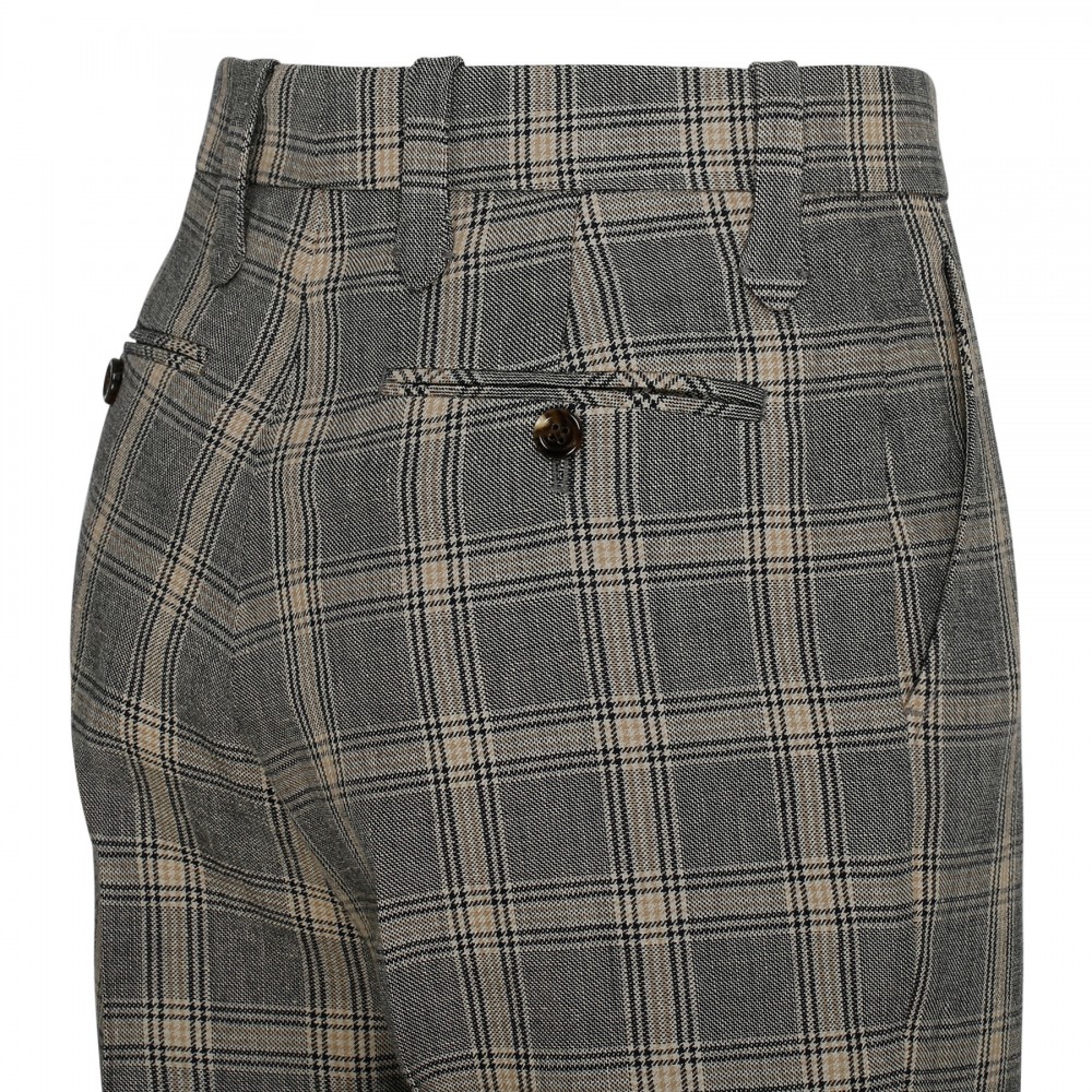 Check wool and linen blend pants