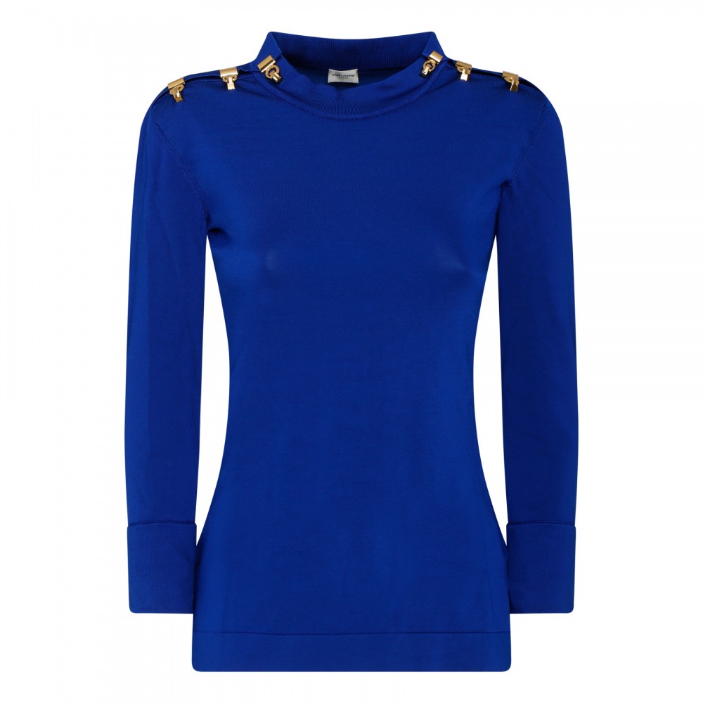 Blue shiny viscose top