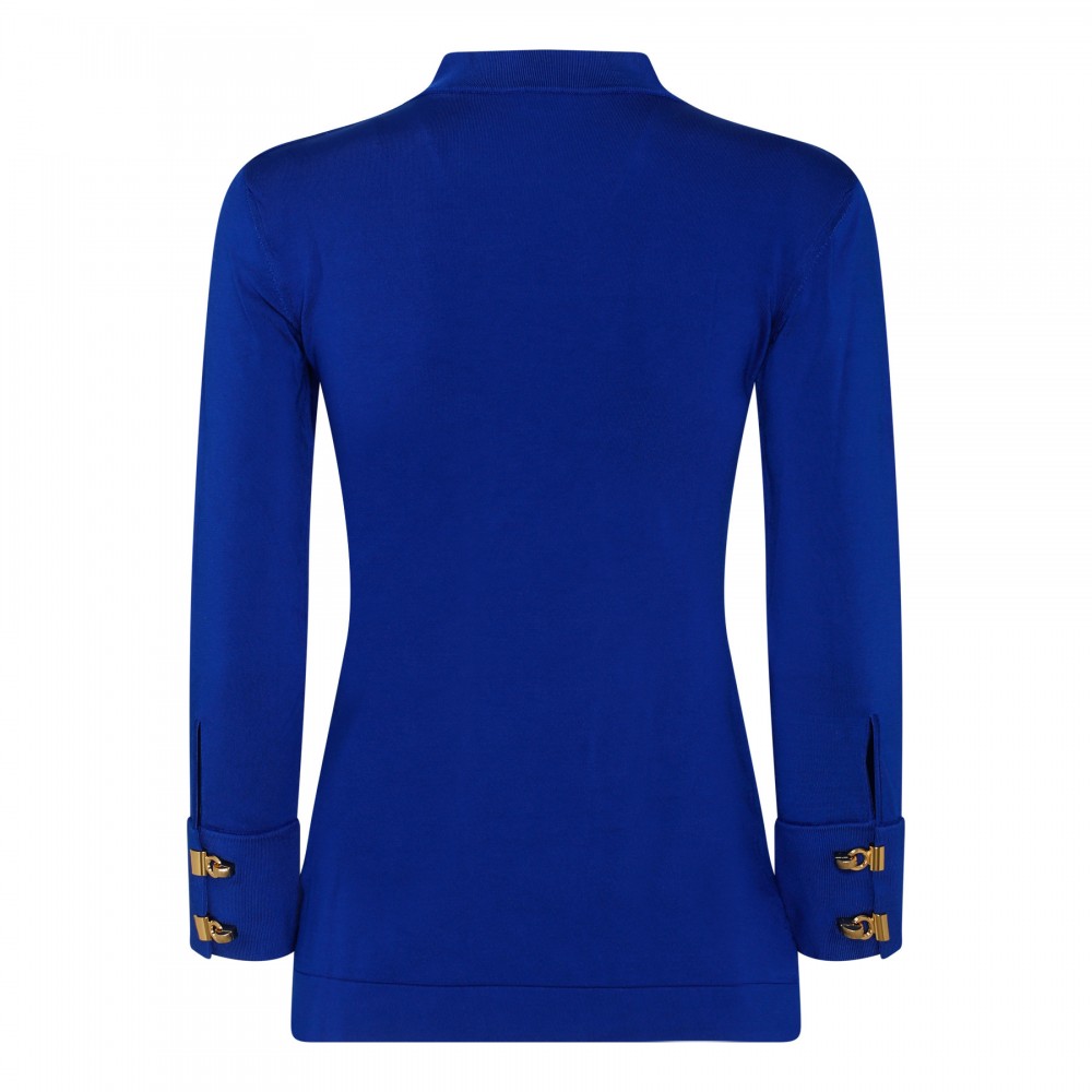 Blue shiny viscose top