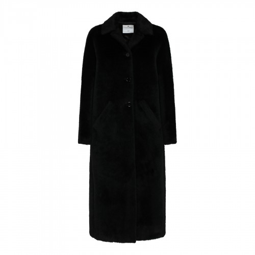 Black alpaca blend coat