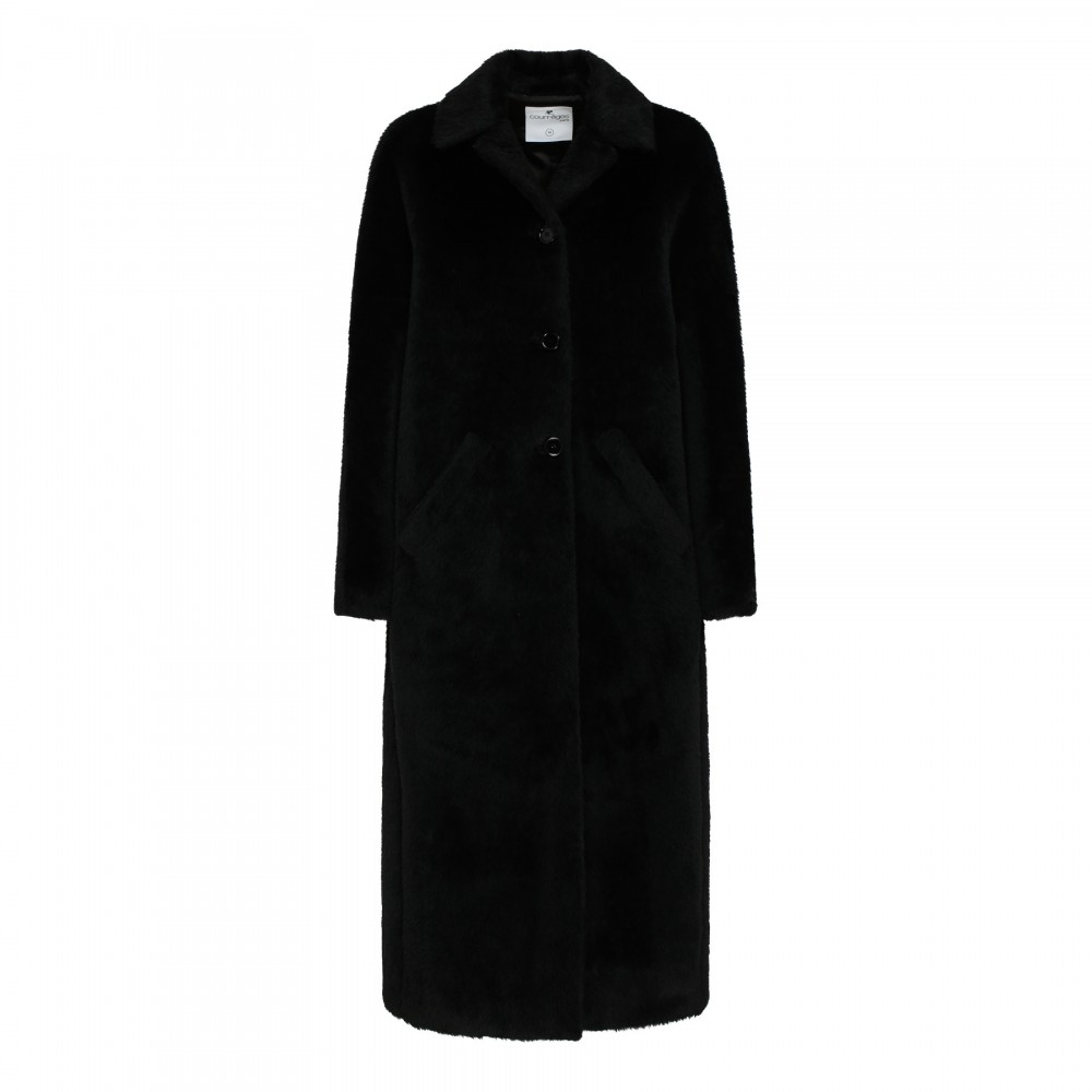 Black alpaca blend coat