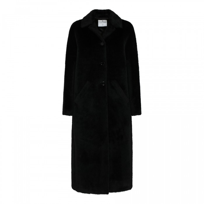 Black alpaca blend coat
