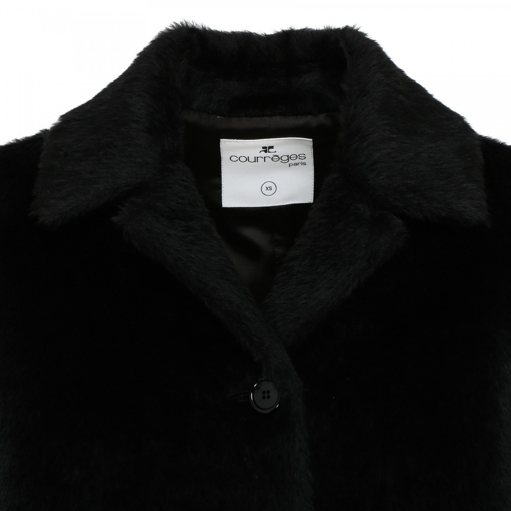 Black alpaca blend coat