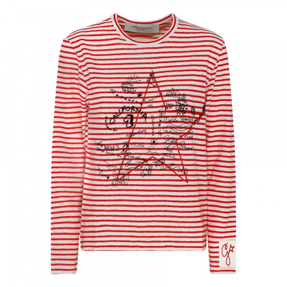Striped T-shirt with embroidery