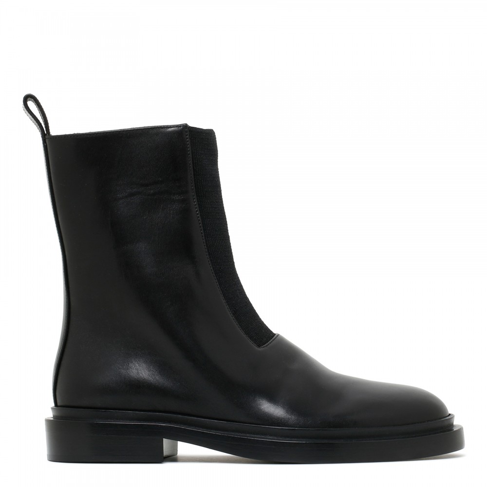 Black leather ankle boots