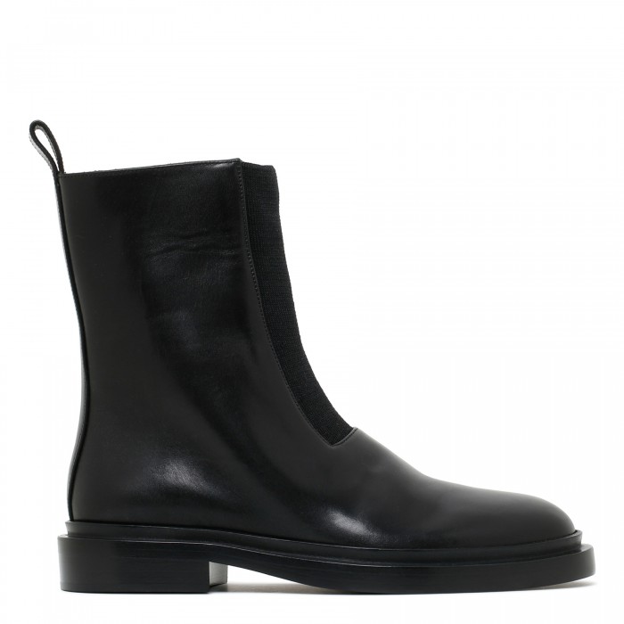 Black leather ankle boots