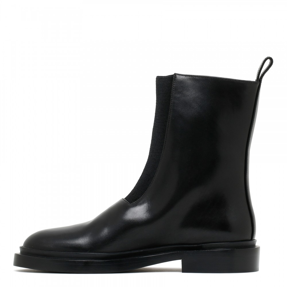 Black leather ankle boots