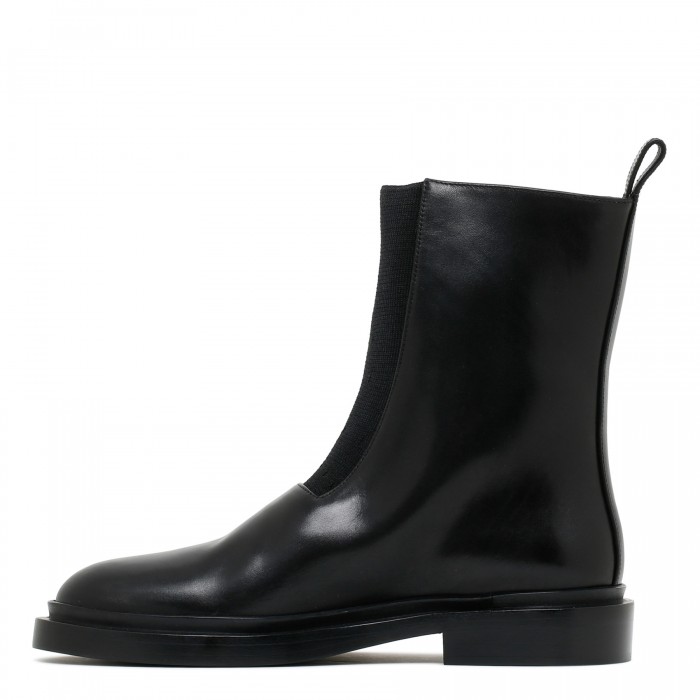 Black leather ankle boots