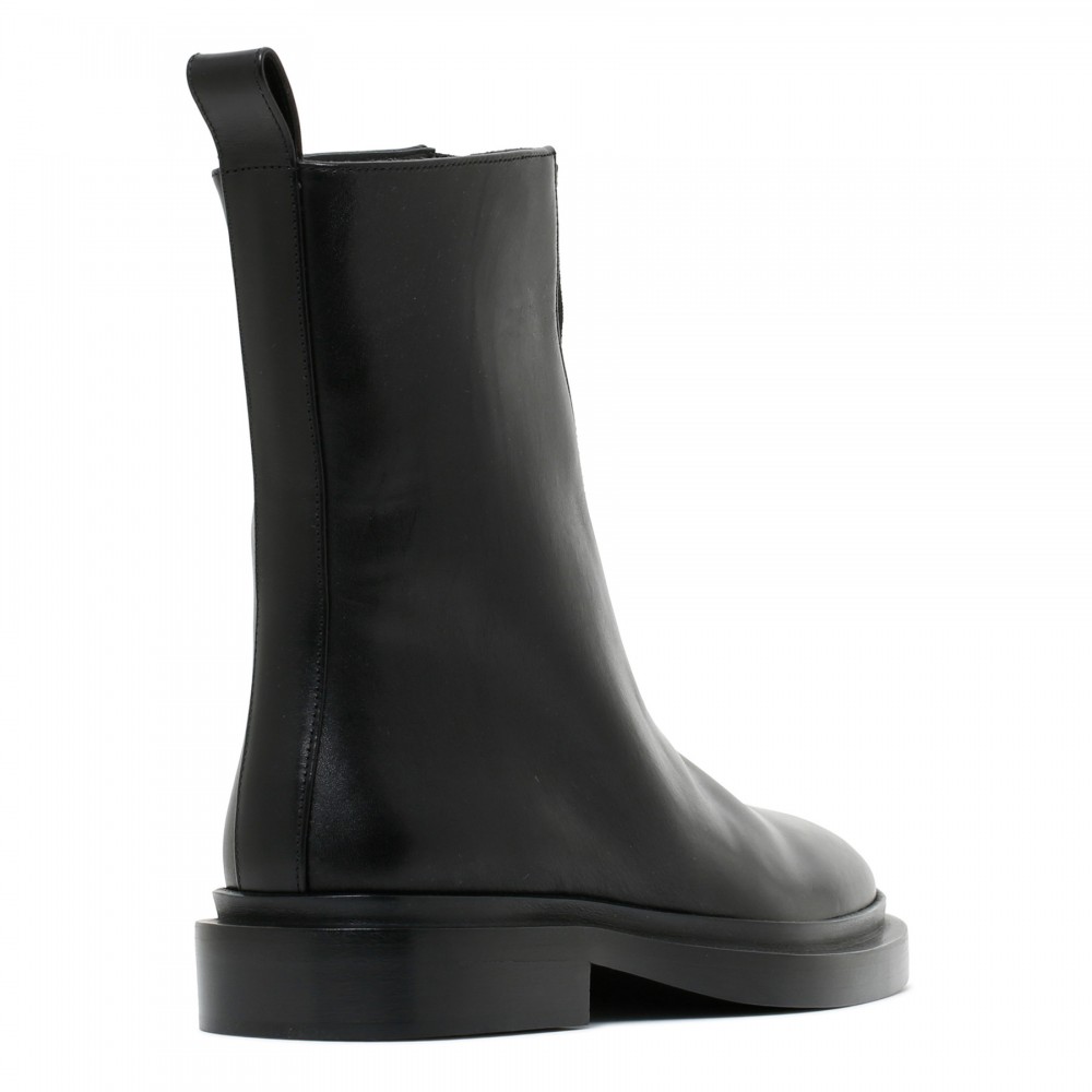 Black leather ankle boots