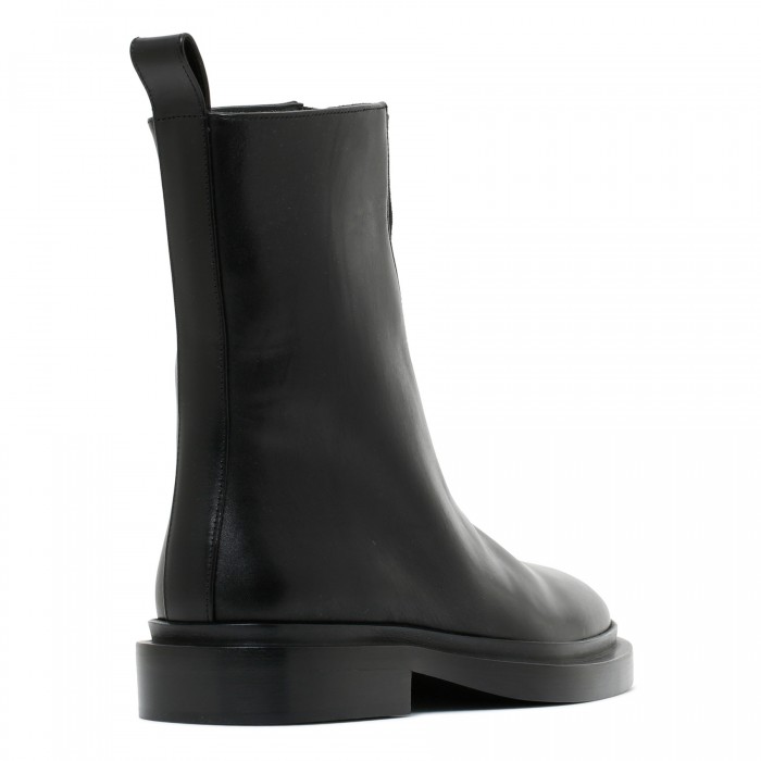 Black leather ankle boots