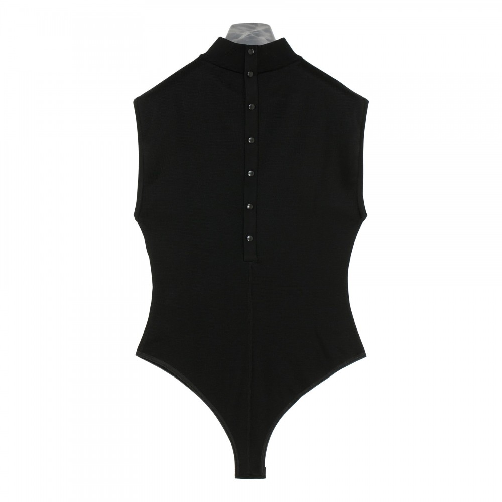 Black shiny knit viscose body