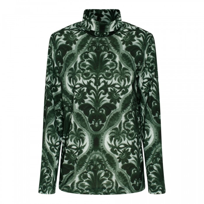 Green abstract print jersey top