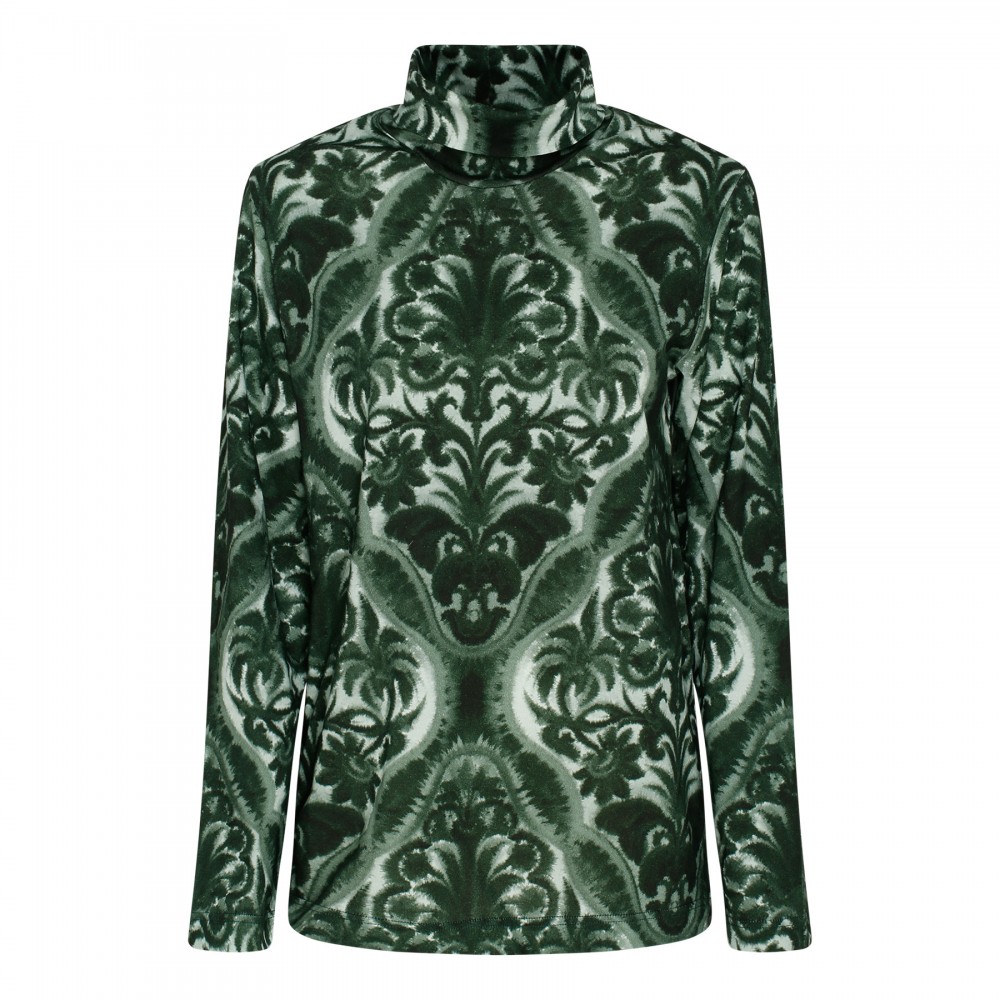 Green abstract print jersey top