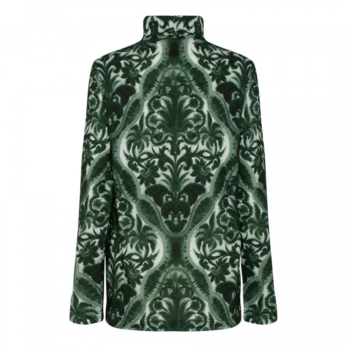 Green abstract print jersey top