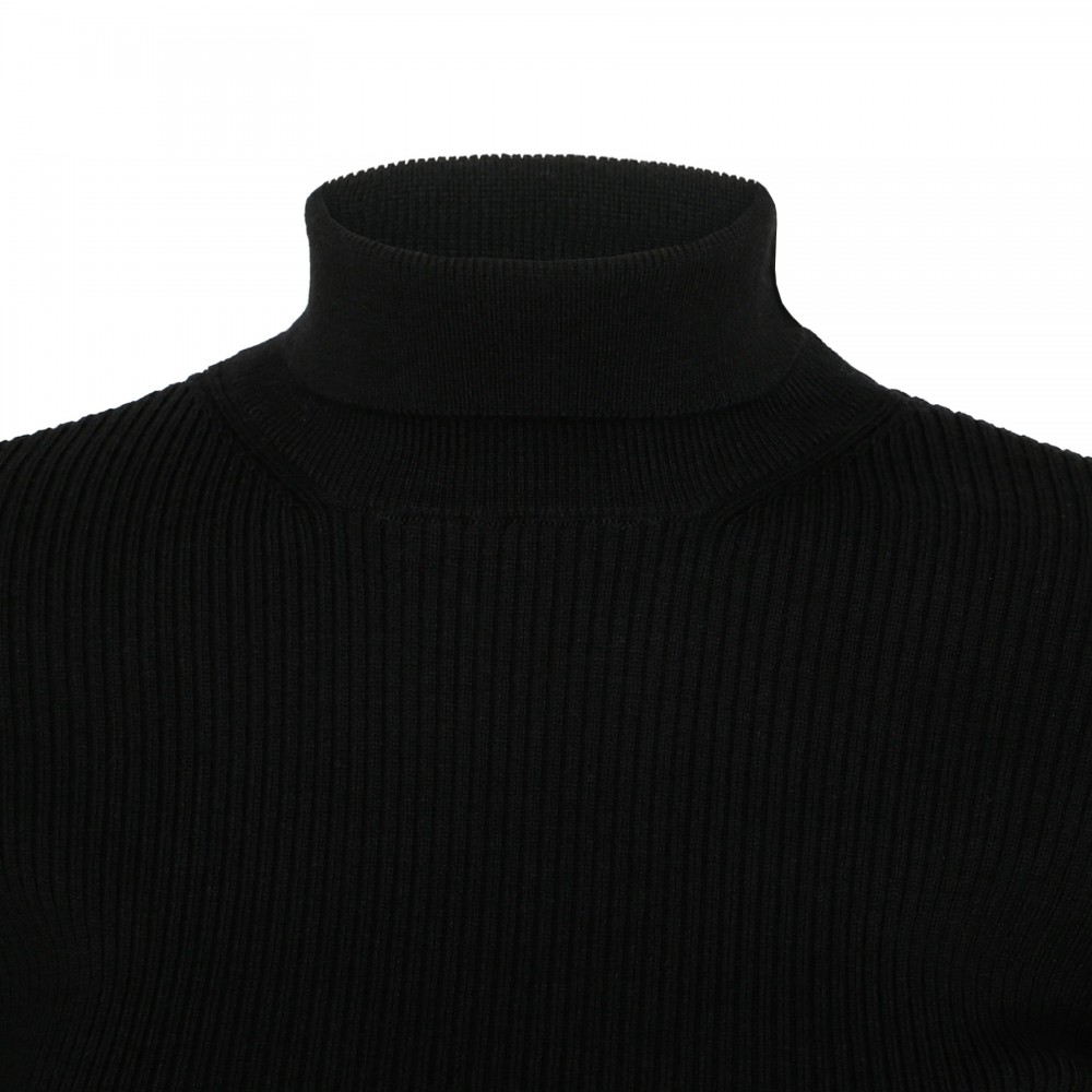 Black rib-knit wool blend sweater