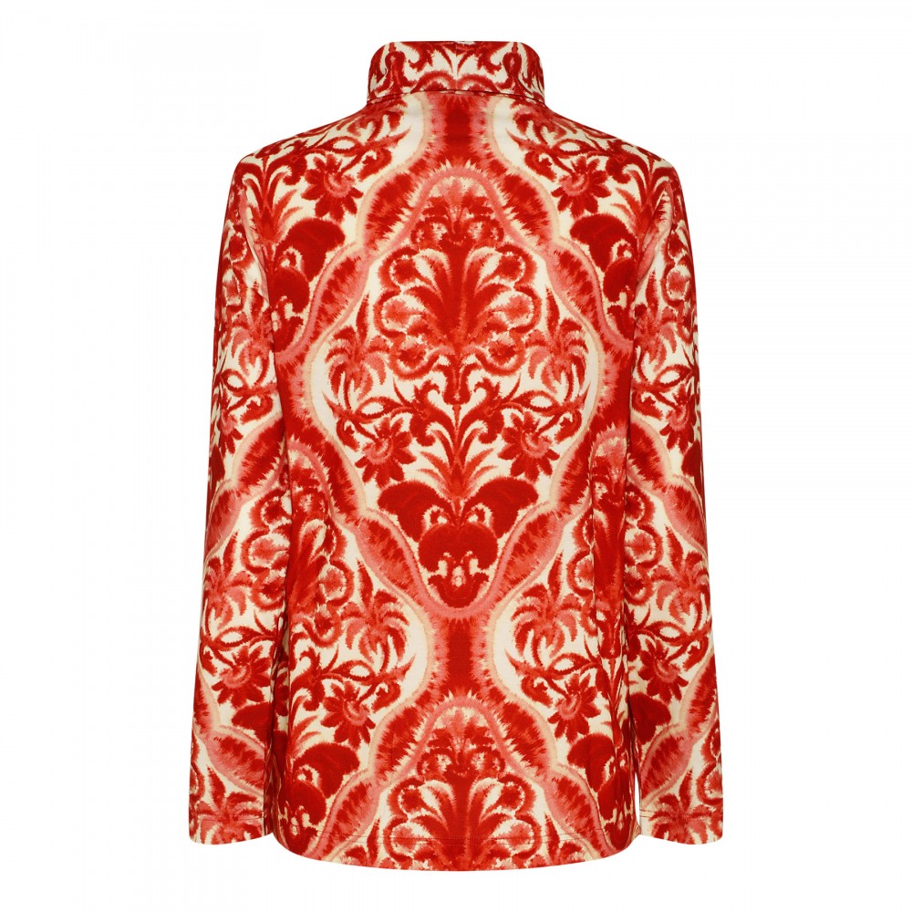 Red abstract print jersey top