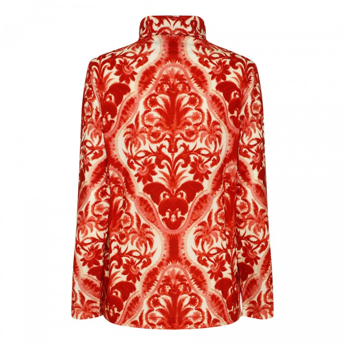 Red abstract print jersey top