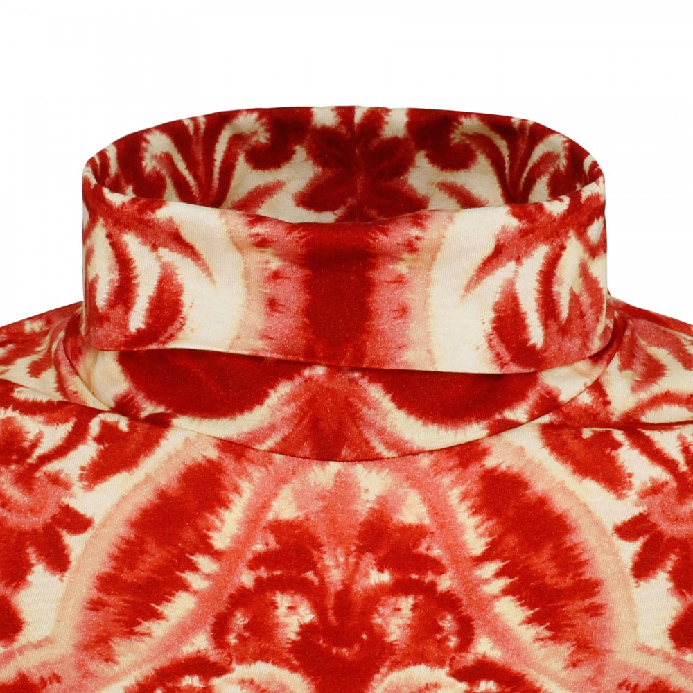 Red abstract print jersey top