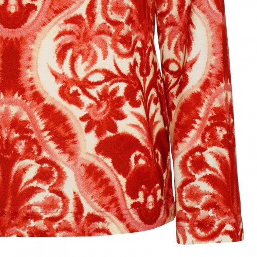 Red abstract print jersey top 2