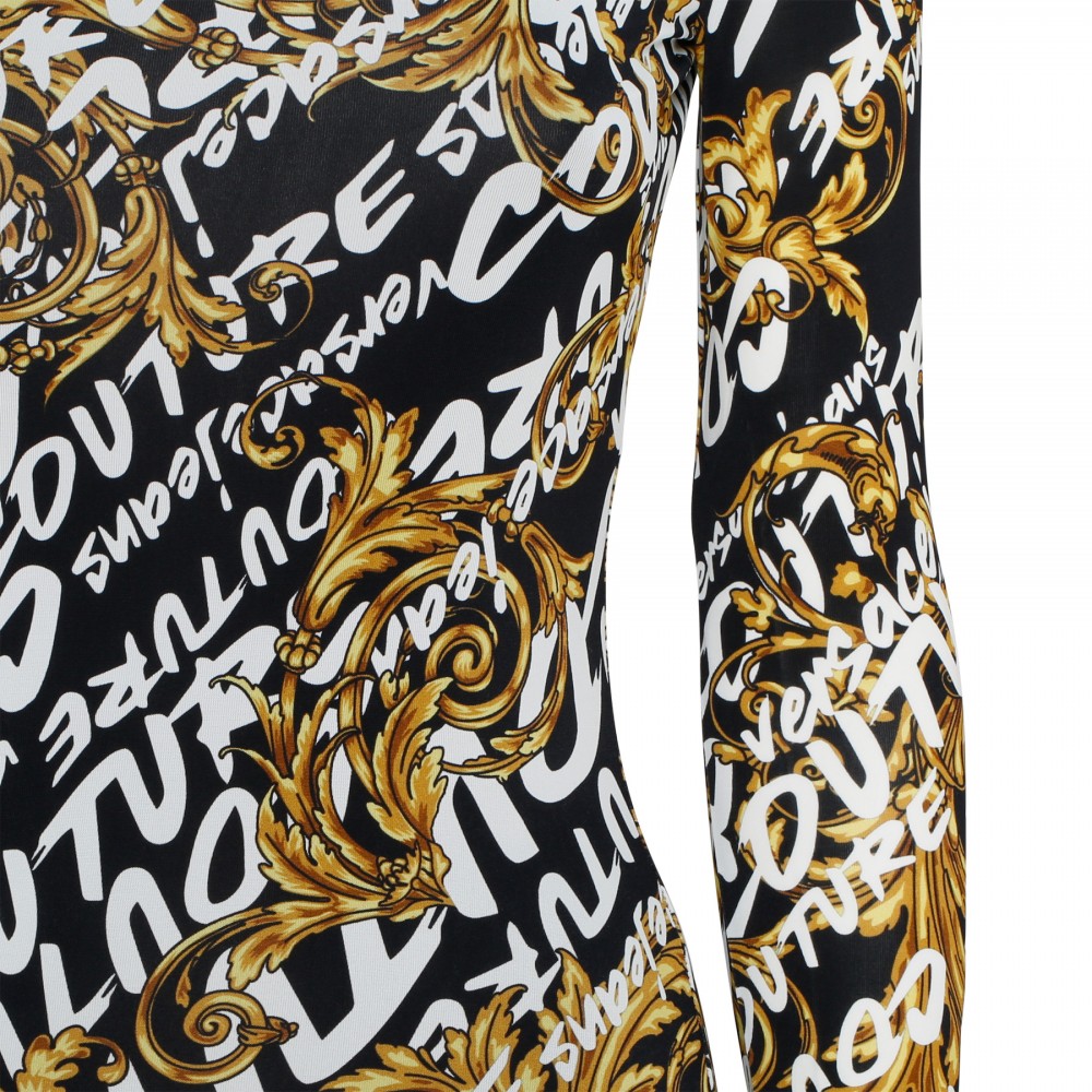 Logo stretch viscose midi dress