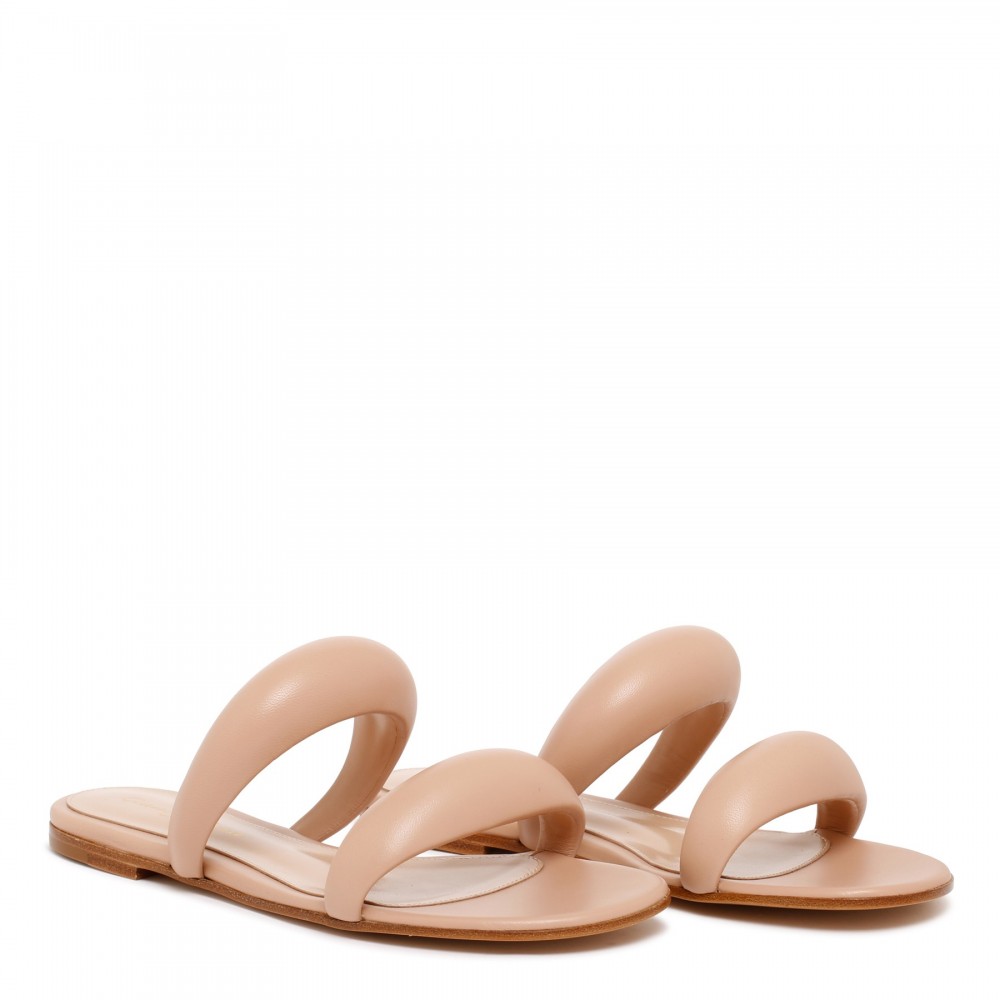 Peach nappa slides