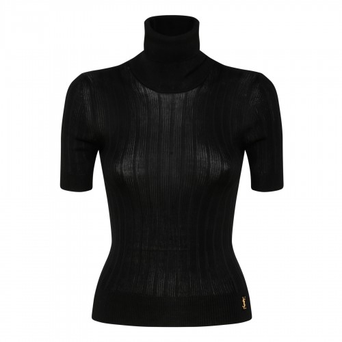 Black ribbed knit top