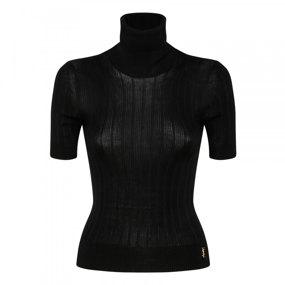Black ribbed knit top