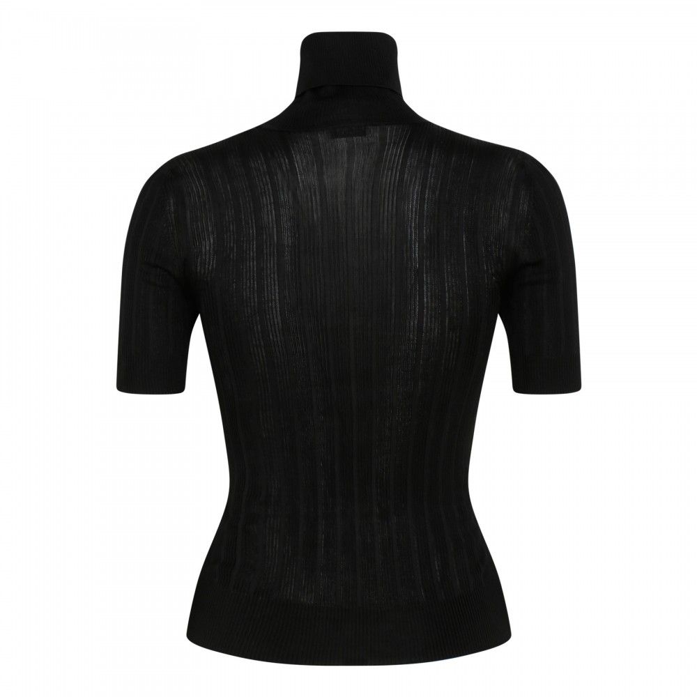 Black ribbed knit top