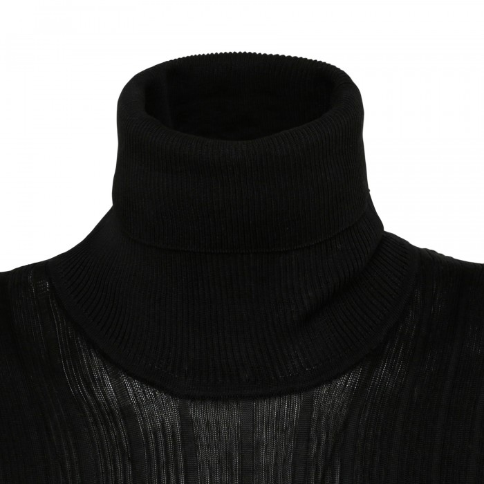 Black ribbed knit top