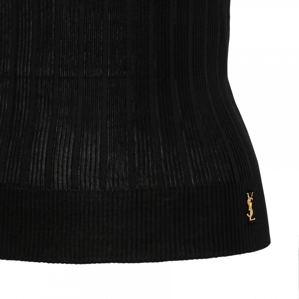 Black ribbed knit top