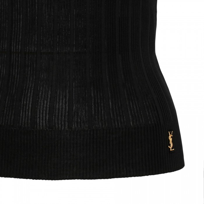 Black ribbed knit top
