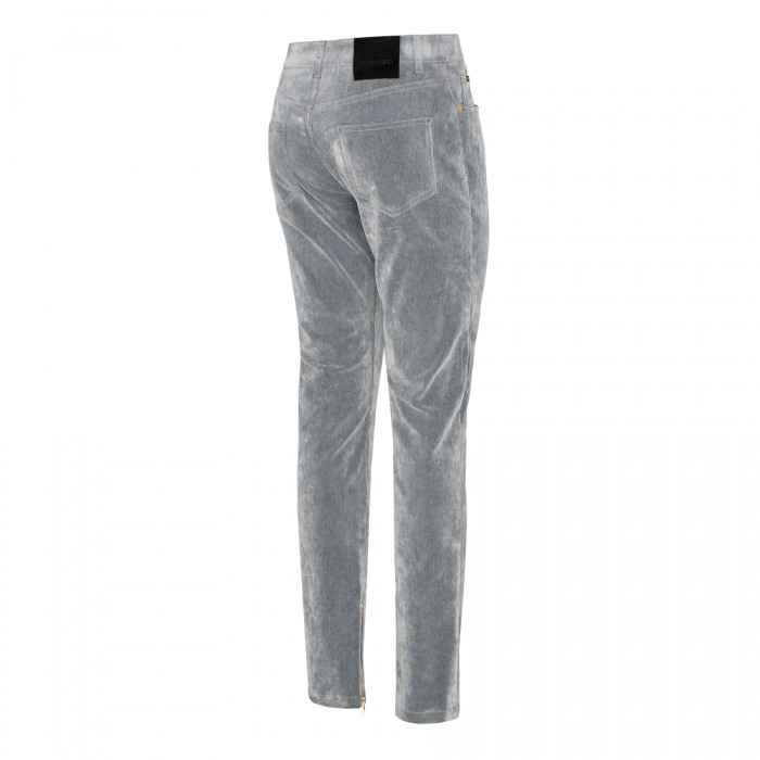 Stone washed flock denim skinny pants