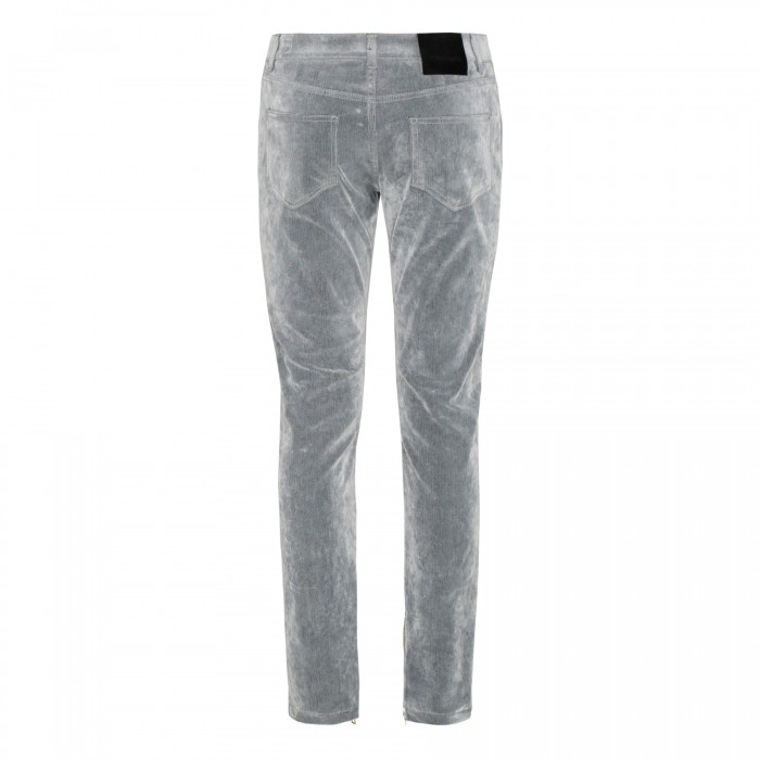 Stone washed flock denim skinny pants