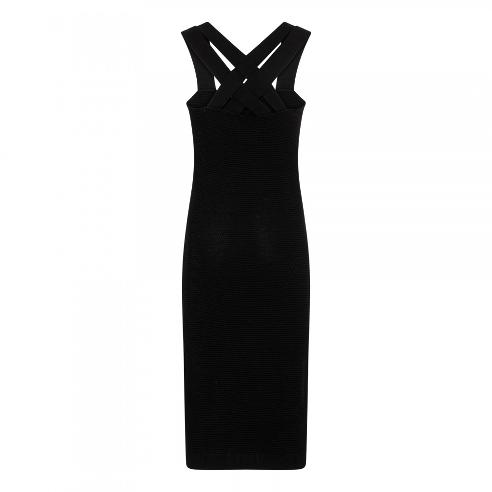 Cross back knit midi dress