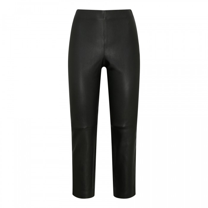 Stretch leather cropped leggings