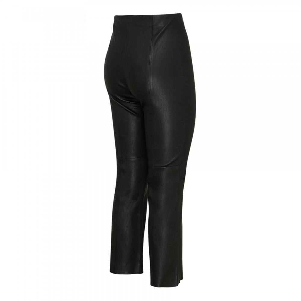 Stretch leather cropped leggings